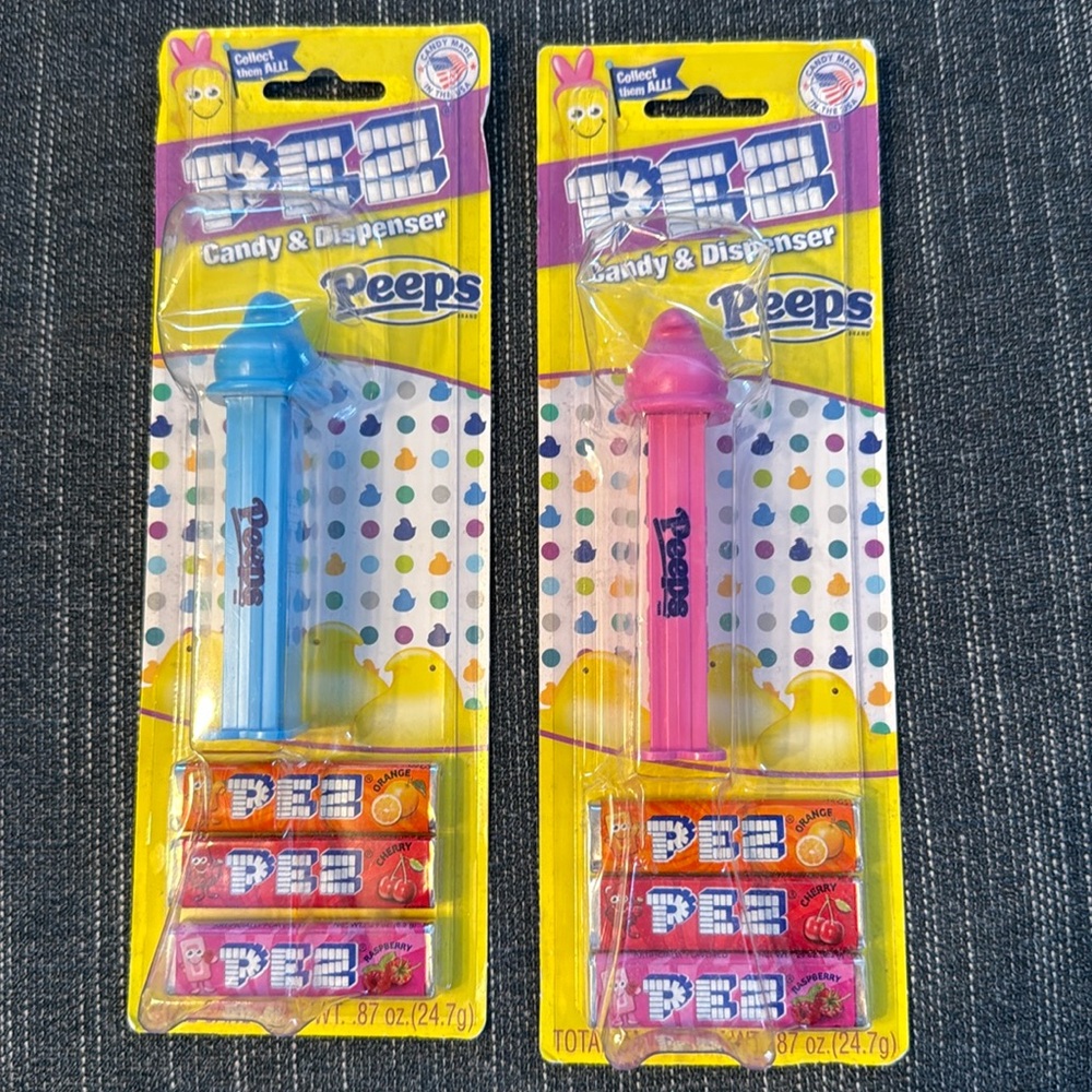 New Easter Basket Collectible PEEPS Chicks PEZ Candy Containers Spring Pink Blue